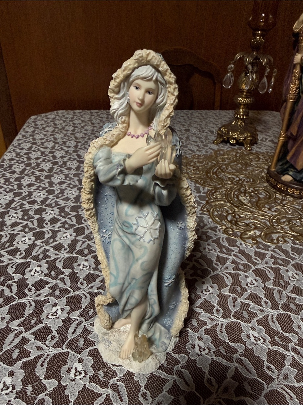 Home interiors Porcelain Winter Maiden Figurine - snowflake 2004